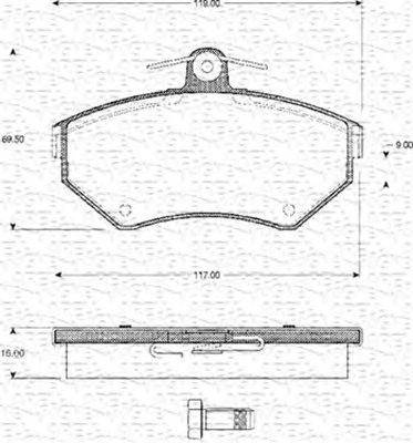 MAGNETI MARELLI 363702161038 -  Комплект тормозных колодок, дисковый тормоз
